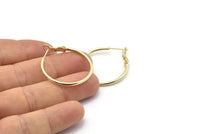 Gold Earring Clasp, 4 Gold Plated Brass Round Earring Findings (30x1.8mm) D1264