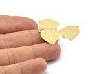 Gold D Shape,  8 Gold Plated Brass D Shape Charms With 2 Loop, Brass Blanks (21x17x0.50mm) M1057