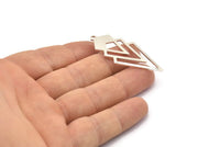 Silver Triangle Charm, 4 925 Sterling Silver Plated Diamond Charms With 1 Loop (49x22x1mm) M01161