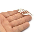 Silver Triangle Charm, 4 925 Sterling Silver Plated Diamond Charms With 1 Loop (49x22x1mm) M01160