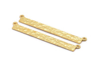Gold Rectangle Pendant, 2 Gold Plated Brass Hammered Rectangle Pendants with 2 Loops, Necklace Findings (53x5x0.80mm) BS 2308