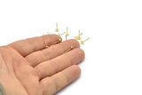 Gold Round Earring, 10 Gold Plated Brass Round Earring Studs (4x0.80mm) A1531