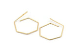 Gold Hexagon Earring, 4 Gold Plated Brass Wire Hexagon Earring Charms With 1 Hole, Pendants, Findings (30x30x1mm) E549