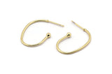 Gold Earring Wires, 4 Gold Plated Brass Earring Studs (26x15x1.2mm) D1637