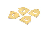 Gold Moon Charm, 6 Gold Plated Brass D Shape Charms With 1 Loop And 5 Holes (18x17x0.50mm) M295 H1673