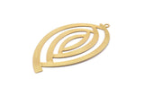 Gold Marquise Charm, 4 Gold Plated Brass Marquise Charms With 1 Loop, Findings (53x30x0.30mm) D1672