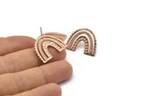 Earring Studs, 2 Rose Gold Plated Brass - U Shape Earrings - Rose Gold Earrings - Earrings (20x24x1mm) N1462 Q1075
