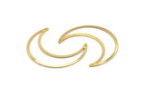 Gold Moon Charm, 2 Gold Plated Brass Crescent Moon Charms With 2 Holes (50x15x0.90mm) M846