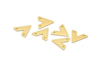 Gold V Shape, 10 Gold Plated Brass V Shaped Charms With 2 Holes (15x13x1mm) M01241