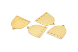 Gold D Shape,  8 Gold Plated Brass D Shape Charms With 1 Loop And 5 Holes (18x17x0.50mm) M1056