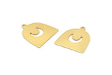 Gold Moon Charm, 8 Gold Plated Brass D Shape Charms With 1 Loop (18x17x0.50mm) M1069