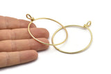Gold Round Charm, 2 Gold Plated Brass Wire Round Charms With 1 Loop, Earrings, Pendants, Findings (62x50x1.5mm) D1298