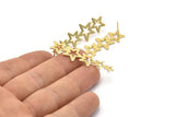 Gold Star Earring, 2 Gold Plated Brass Star Stud Earrings (45x14x0.80mm) D1530 A1399