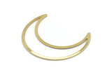 Gold Moon Charm, 2 Gold Plated Brass Crescent Moon Charms, Connectors (50x15x1mm) D0598 Q0995