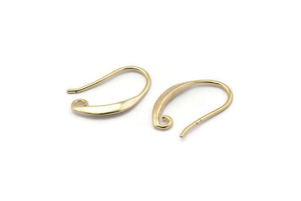 Gold Ear Hooks, 8 Gold Plated Brass Earring Wires, Earring Hooks (20x12mm) BS 1707