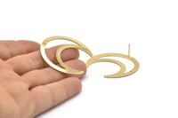 Altın Ay Küpe, 2 Altın Kaplama Pirinç Hilal Ay Küpe (42x16x0,80 mm) M175 A1633