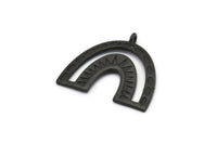 Black Charm, 2 Oxidized Black Brass Pendants, U Shape Charms With 1 Loop (25x23x1.2mm) N1461 H1336