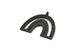 Black Charm, 2 Oxidized Black Brass Pendants, U Shape Charms With 1 Loop (25x23x1.2mm) N1461 H1336
