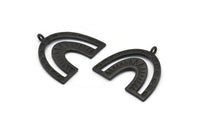 Black Charm, 2 Oxidized Black Brass Pendants, U Shape Charms With 1 Loop (25x23x1.2mm) N1461 H1336
