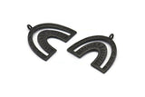 Black Charm, 2 Oxidized Black Brass Pendants, U Shape Charms With 1 Loop (25x23x1.2mm) N1461 H1336