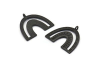 Black Charm, 2 Oxidized Black Brass Pendants, U Shape Charms With 1 Loop (25x23x1.2mm) N1461 H1336
