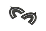 Black Charm, 2 Oxidized Black Brass Pendants, U Shape Charms With 1 Loop (25x23x1.2mm) N1461 H1336