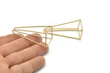 Altın Prizma Küpe, 2 Altın Kaplama Pirinç Üçgen Prizma Küpe, Tılsımlar, 1 Halkalı Bulgular (50x20x1,2 mm) D1618