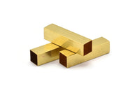 Geometric Tube Beads, 6 Huge Raw Brass Square Tubes  (10x40mm) Bs 1510