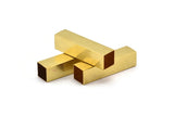 Geometric Tube Beads, 6 Huge Raw Brass Square Tubes  (10x40mm) Bs 1510