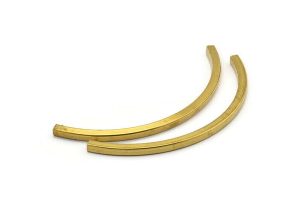 Brass Noodle Tube, 12 Square Curved Raw Brass Tubes (4x4x95) Bs 1529