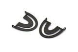 Black Charm, 2 Oxidized Black Brass Pendants, U Shape Charms With 2 Loops (26x23x1.2mm) N1448 H0982