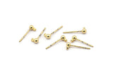Gold Ball Earring, 18 Gold Plated Brass Ball Earring and 3 mm Hole Hook BS 1798