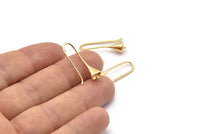 Gold Earring Hooks, 4 Gold Plated Brass Wire Earring Setting, Findings (25x8mm) BS 1819