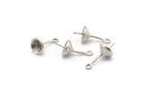 Silver Ear Hooks, 8 Antique Silver Plated Brass Earring Setting With 1 Loop, Charms, Connectors, Findings (17x7.5mm) BS 2215
