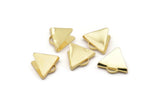 Gold Ribbon End Claps, 12 Gold Plated Brass Triangle Ribbon Crimp Ends With 1 Loop, Jewelry Findings (15x13mm) A1594