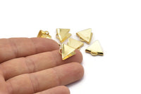 Gold Ribbon End Claps, 12 Gold Plated Brass Triangle Ribbon Crimp Ends With 1 Loop, Jewelry Findings (15x13mm) A1594