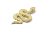 Brass Snake Pendant, 2 Raw Brass Snake Pendants With 1 Loop, Charms, Findings (39x22x2mm) N1595