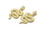 Brass Snake Pendant, 2 Raw Brass Snake Pendants With 1 Loop, Charms, Findings (39x22x2mm) N1595