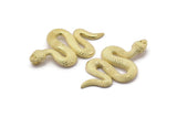 Brass Snake Pendant, 2 Raw Brass Snake Pendants With 1 Loop, Charms, Findings (39x22x2mm) N1595
