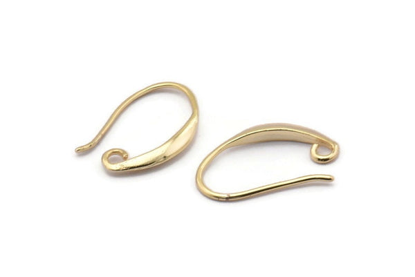Gold Ear Hooks, 8 Gold Plated Brass Earring Wires, Earring Hooks (20x12mm) BS 1818