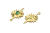Brass Badge Charm, Raw Brass Rosette Charms With 1 Loop, Pad Size : 4x6mm (32x19mm) N1590