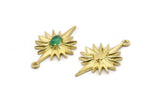 Brass Badge Charm, 2 Raw Brass Rosette Charms With 1 Loop, Pad Size : 4x6mm (32x19mm) N1590