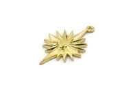 Brass Badge Charm, Raw Brass Rosette Charms With 1 Loop, Pad Size : 4x6mm (32x19mm) N1590