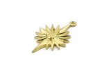 Brass Badge Charm, 2 Raw Brass Rosette Charms With 1 Loop, Pad Size : 4x6mm (32x19mm) N1590
