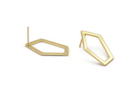 Gold Geometric Earring, 4 Gold Plated Brass Pentagonal Stud Earrings (28x16x1mm) D0766 A1169 Q1014