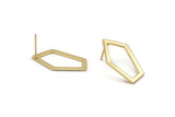 Gold Geometric Earring, 4 Gold Plated Brass Pentagonal Stud Earrings (28x16x1mm) D0766 A1169 Q1014