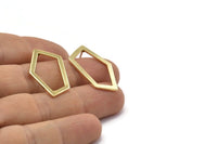Gold Geometric Earring, 4 Gold Plated Brass Pentagonal Stud Earrings (28x16x1mm) D0766 A1169 Q1014