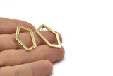 Gold Geometric Earring, 4 Gold Plated Brass Pentagonal Stud Earrings (28x16x1mm) D0766 A1169 Q1014