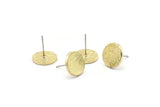 Brass Round Earring, 4 Raw Brass Round Stud Earrings (12x1.5mm) N1594