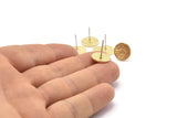 Brass Round Earring, 4 Raw Brass Round Stud Earrings (12x1.5mm) N1594